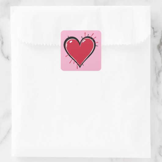 Heart Love Vierkante Sticker (Tas)