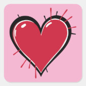 Heart Love Vierkante Sticker (Voorkant)