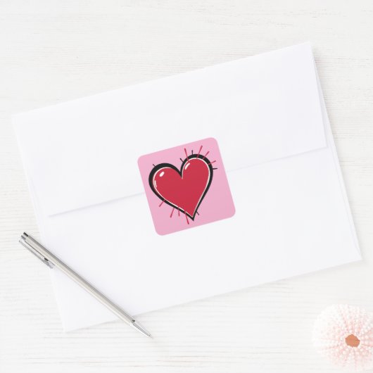 Heart Love Vierkante Sticker (Envelop)