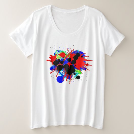 Heart Love Waterverf Brush Splatter Paint Rainbow Grote Maat T-shirt (Design voorkant)