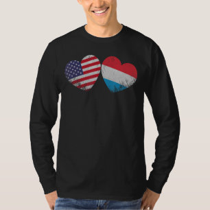Heart Luxembourg American vlag Patriotic Family He T-shirt