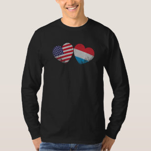 Heart Luxembourg American vlag Patriotic Family He T-shirt