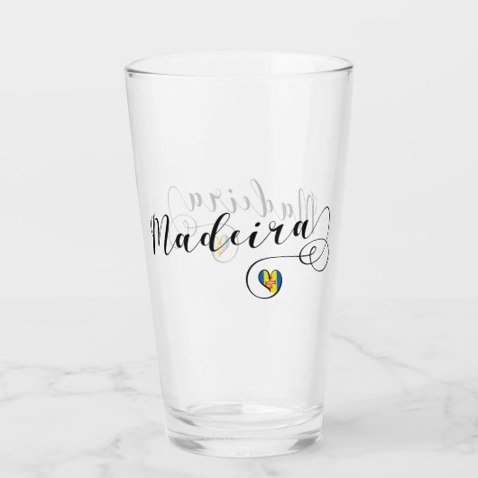 Heart Madeira Flag, I Love Madeira, Portugal Glas (Achterkant)