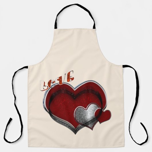 Heart Magic Beige Groot Schort (Voorkant)