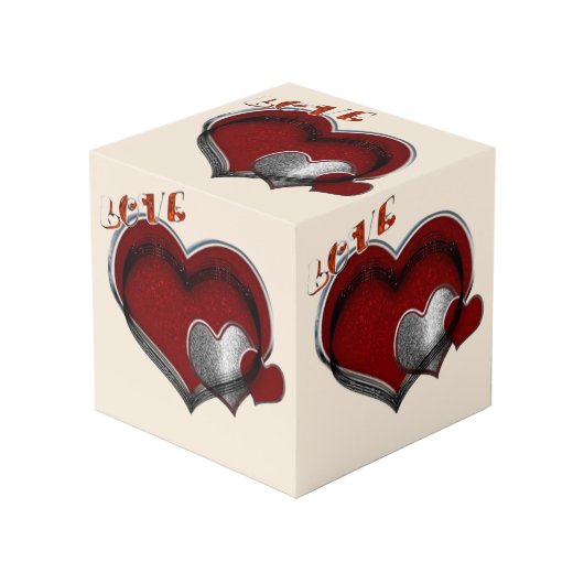 Heart Magic Beige Photo Cube Kubus (Voorkant hoekig)