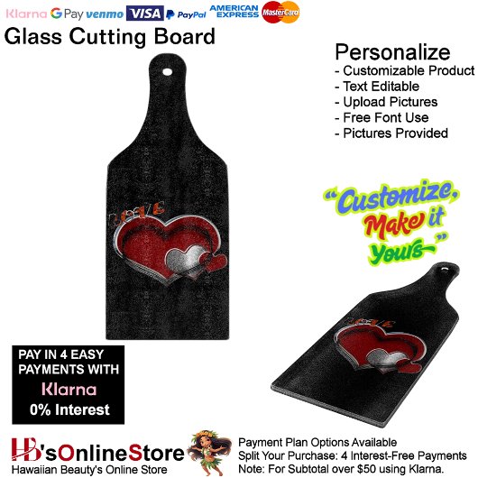 Heart Magic Black Glass snijplank peddel