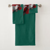 Heart Magic Donkergroene Badkamer Handdoek Set (Insitu)