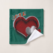 Heart Magic Donkergroene Badkamer Handdoek Set (Wasdoekje)