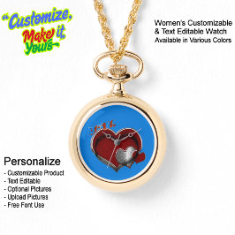 Heart Magic Gold Ketting Horloge Blauw Gezicht