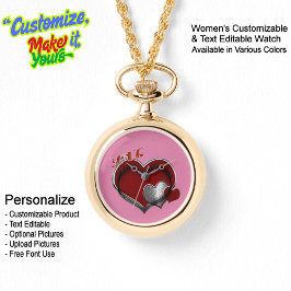 Heart Magic Gold Ketting Watch Pink Face