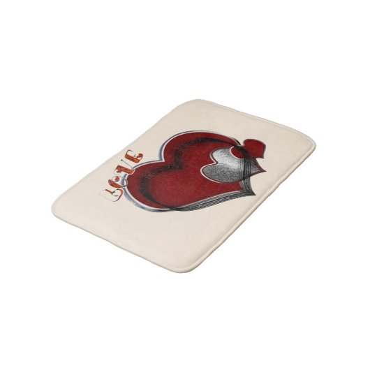 Heart Magic Love Bath Mat with a Beige Background (Gekanteld)
