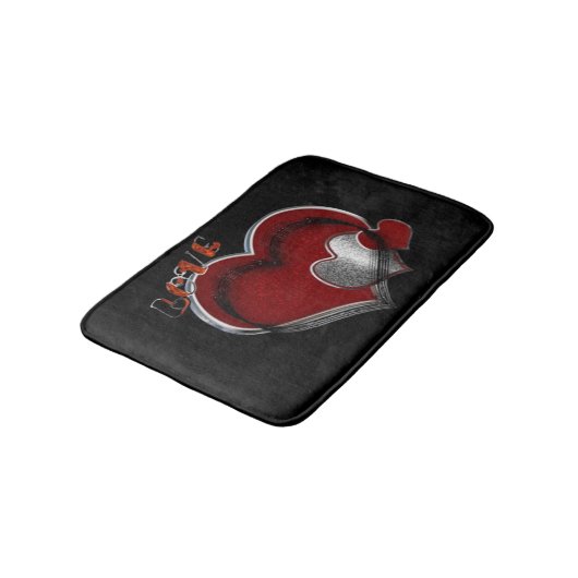 Heart Magic Love Bath Mat with a Black Background (Gekanteld)