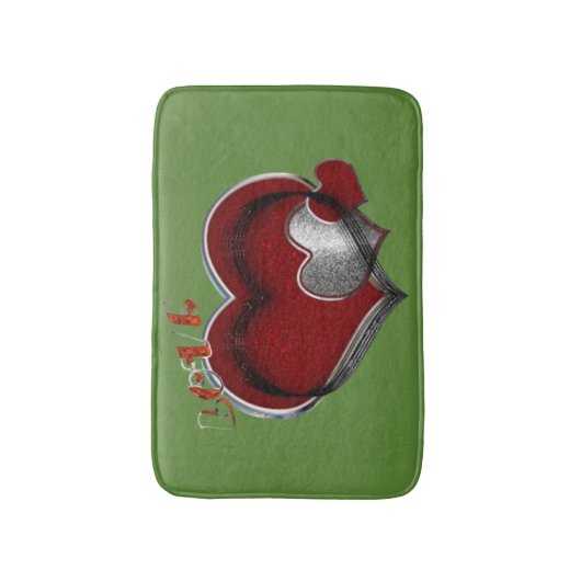 Heart Magic Love Bath Mat with a Green Background (Voorkant Verticaal)