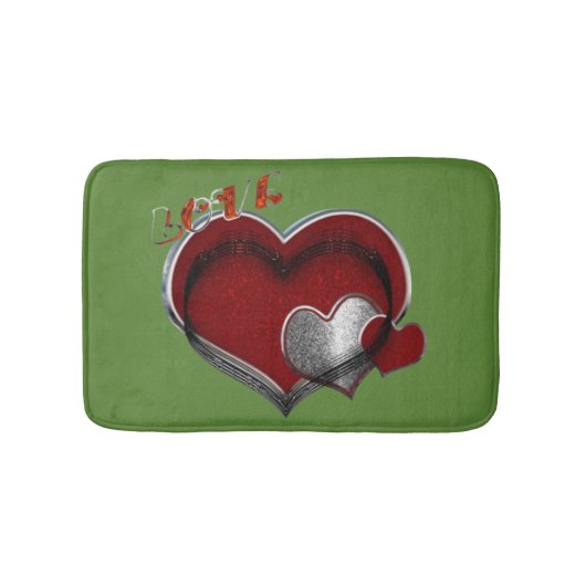 Heart Magic Love Bath Mat with a Green Background (Voorkant)