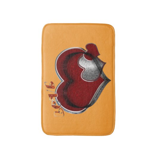 Heart Magic Love Bath Mat with a Orange Background (Voorkant Verticaal)