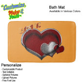 Heart Magic Love Bath Mat with a Orange Background