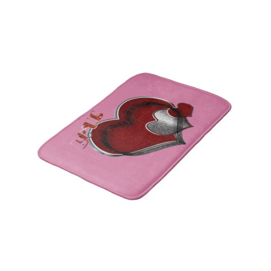 Heart Magic Love Bath Mat with a Pink Background (Gekanteld)