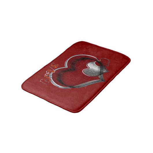 Heart Magic Love Bath Mat with a Red Background (Gekanteld)