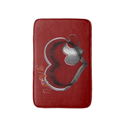 Heart Magic Love Bath Mat with a Red Background (Voorkant Verticaal)