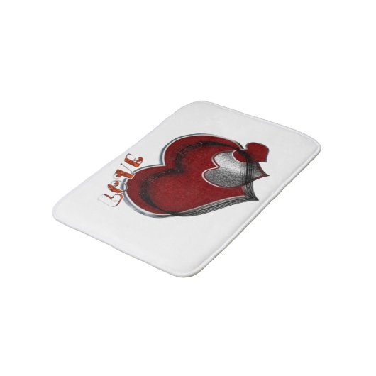 Heart Magic Love Bath Mat with a White Background (Gekanteld)