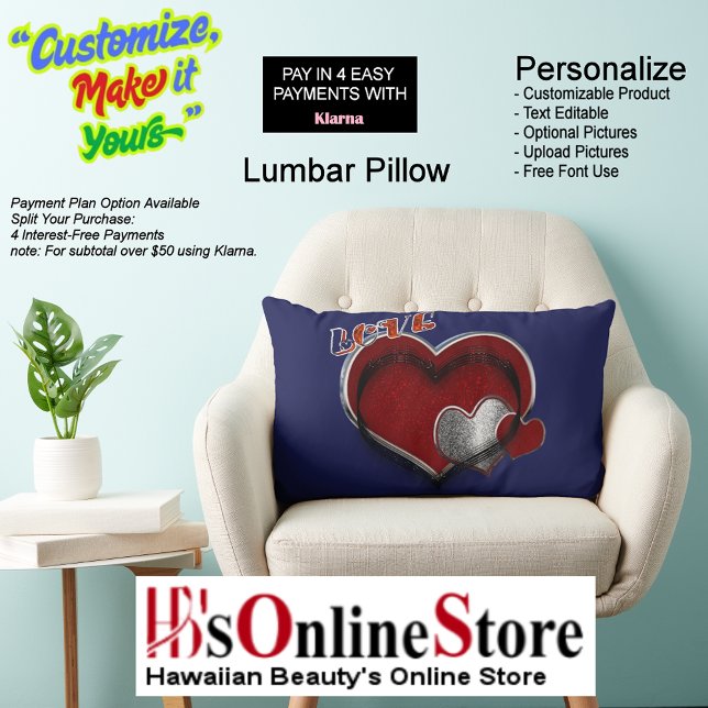 Heart Magic Navy blauw lumbaal Sierkussen Kussen (Heart Magic Navy Lumbar Throw Pillow.)