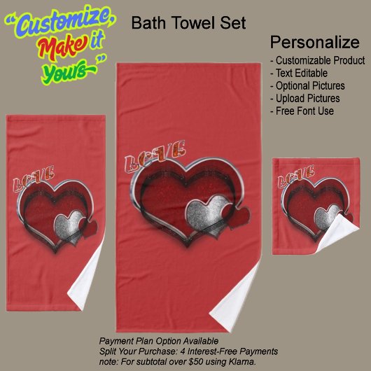 Heart Magic Red Bathroom Towel Set  Bad Handdoek