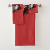 Heart Magic Red Bathroom Towel Set  Bad Handdoek (Insitu)
