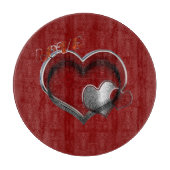 Heart Magic Ronde Rood Glas Snijplank 30,4 cm (Voorkant)