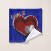 Heart Magic Royal Blauwe Badkamer Handdoek Set (Wasdoekje)