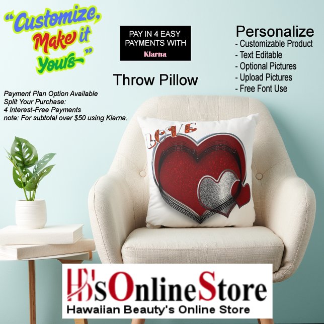 Heart Magic Square Polyester White Pillow Kussen (Heart Magic Love Small Square Polyester White Throw Pillow.)