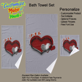 Heart Magic Zilver Grijs Badkamer Handdoek Set