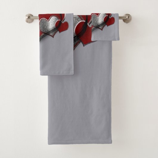 Heart Magic Zilver Grijs Badkamer Handdoek Set (Insitu)