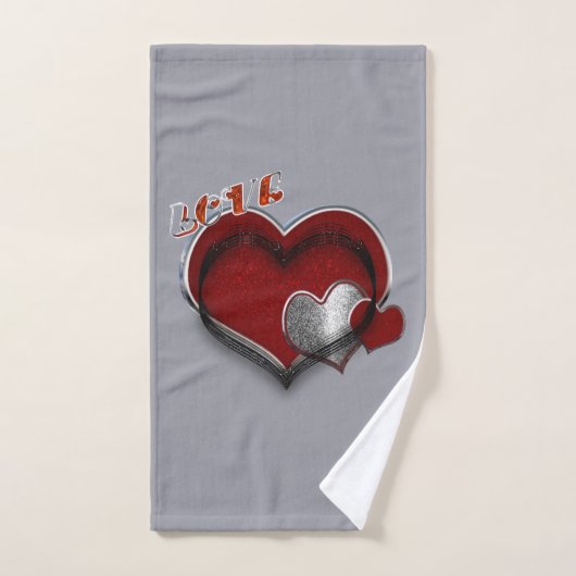 Heart Magic Zilver Grijs Badkamer Handdoek Set (Handdoek)