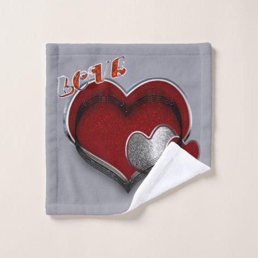 Heart Magic Zilver Grijs Badkamer Handdoek Set (Wasdoekje)