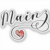Heart Mainz Flag, I Love Mainz, Meenz Sticker (Voorkant)
