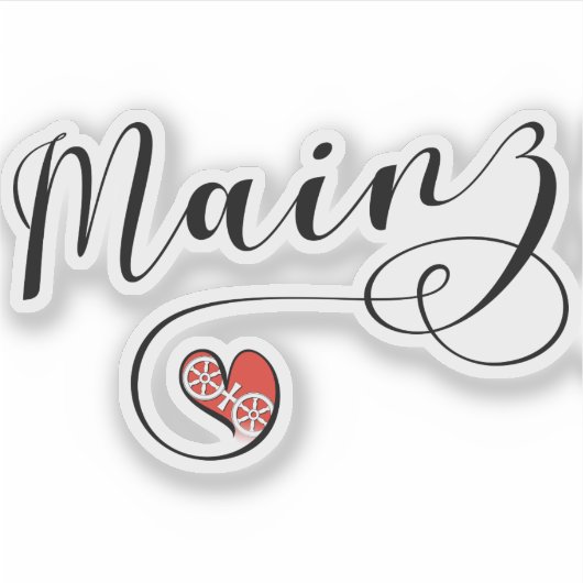 Heart Mainz Flag, I Love Mainz, Meenz Sticker (Voorkant)