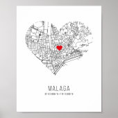 Heart Malaga City Map (Spanje) Poster (Voorkant)
