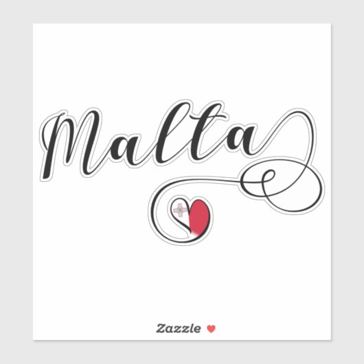 Heart Malta Flag, Maltees Sticker (Vel)