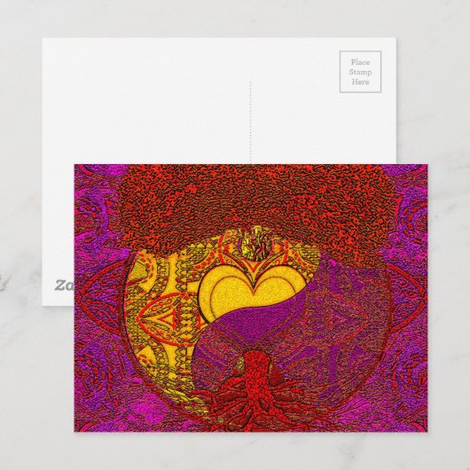 Heart Mandala in het rood Briefkaart (Voorkant / Achterkant)