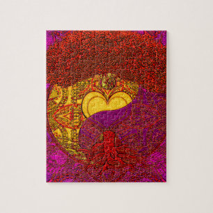 Heart Mandala in het rood Legpuzzel