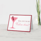Heart Martini Galentine's Day Rood en Roze Kaart (Voorkant)