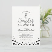 Heart, Mason Jar_Chic Black Couples Weduwingshower Kaart (Staand voorkant)