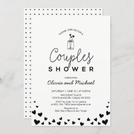 Heart, Mason Jar_Chic Black Couples Weduwingshower Kaart