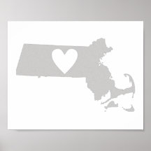 Heart Massachusetts state silhouette