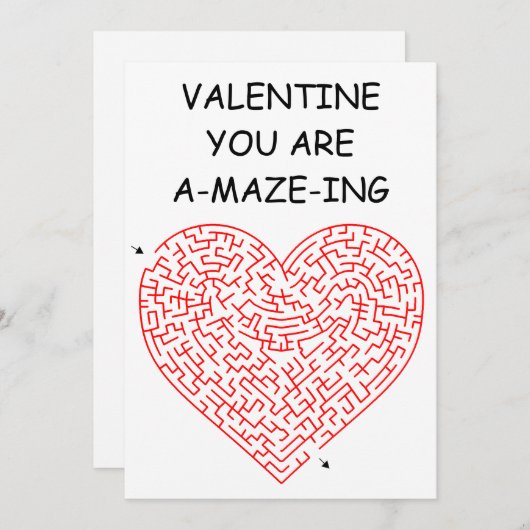 Heart Maze - Valentijnsdag Card (Flat) Kaart (Voorkant / Achterkant)
