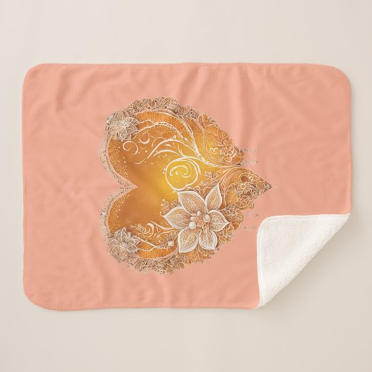 Heart Me over Oranje kunst Sherpa Deken (Voorkant (horizontaal))