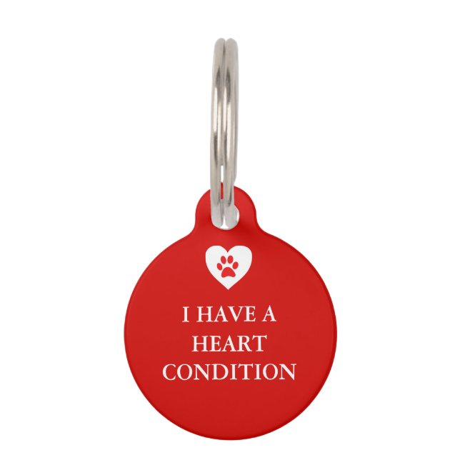 Heart Medical Alert Pet Tag Huisdierpenning (Voorkant)