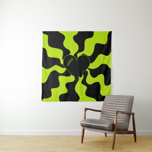 Heart Melt - Lime Green Wandkleed (In situ)