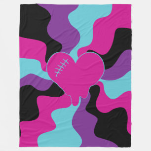 Heart Melt - Roze, Paarse, Blauw en Zwart Fleece Deken