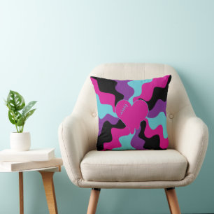 Heart Melt - Roze, Paarse, Blauw en Zwart Kussen